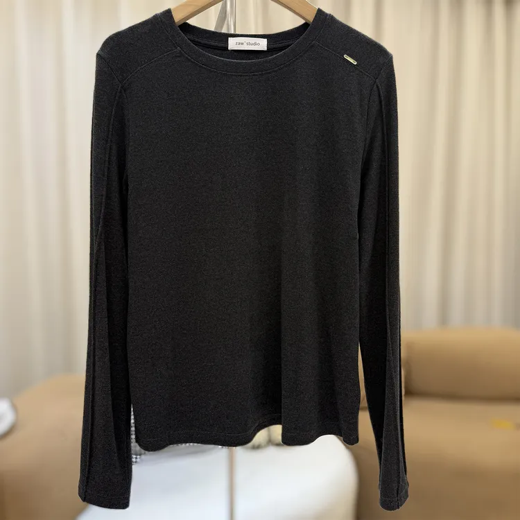 zaw大码加绒长袖T恤女秋冬内搭打底衫上衣胖mm洋气遮肉显瘦/25472
