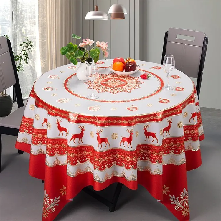 防水防油防烫免洗PVC桌布家用茶几餐桌布印花加厚防尘圆形