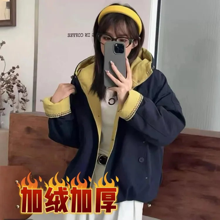 加绒加厚棉服2025冬季新款宽松韩版连帽外套女休闲棉衣
