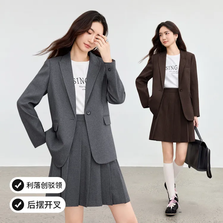 尚都比拉都市通勤面试开会戗驳领一粒扣垫肩商务西装外套A2320