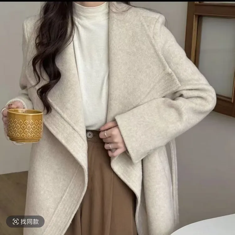 江城阔色2563款绵羊毛大衣秋冬外套女中长款羊毛大衣毛呢外套