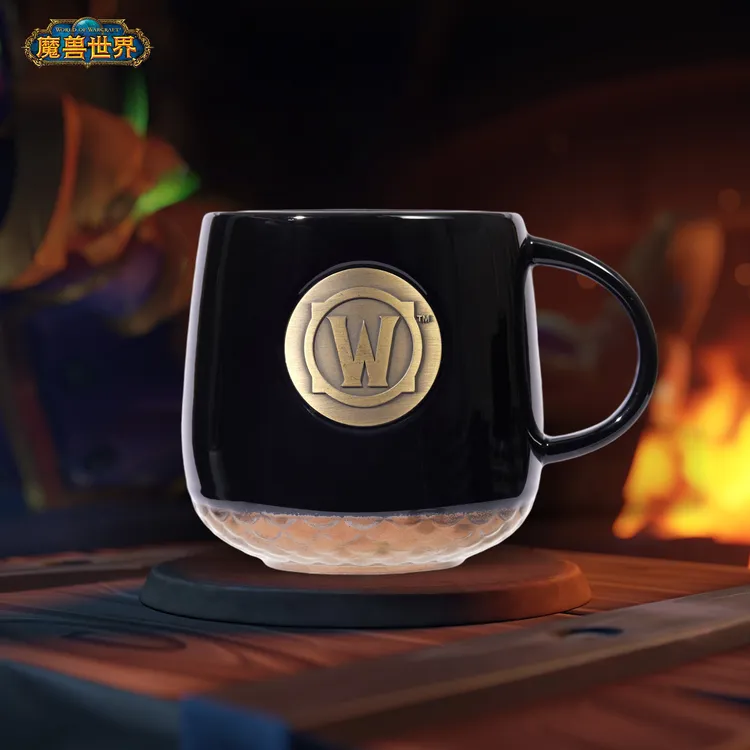 Blizzard暴雪官方游戏周边魔兽世界LOGO浮雕铜章马克杯陶瓷杯