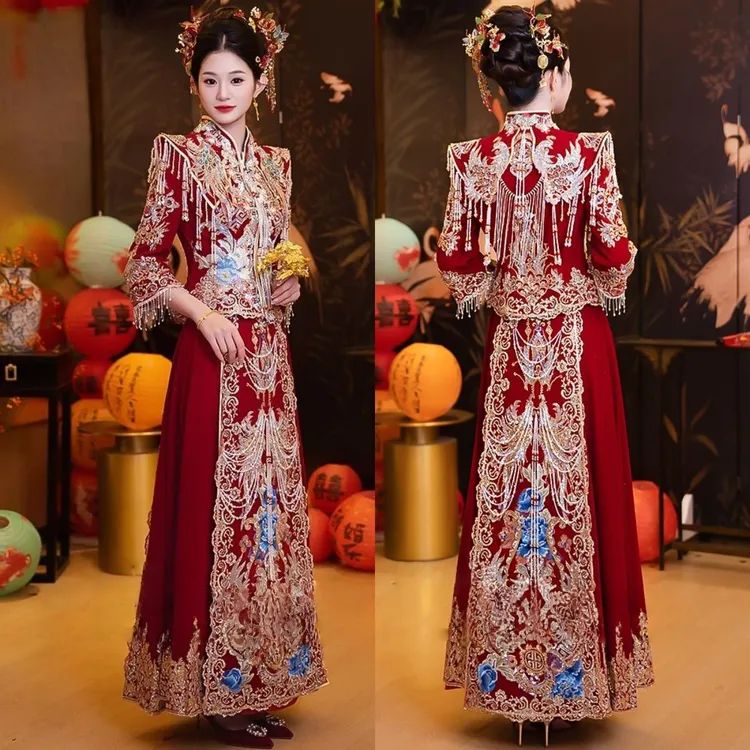 高级奢华丝绒秀禾服新娘结婚嫁衣2025新款重工中式敬酒服中国风