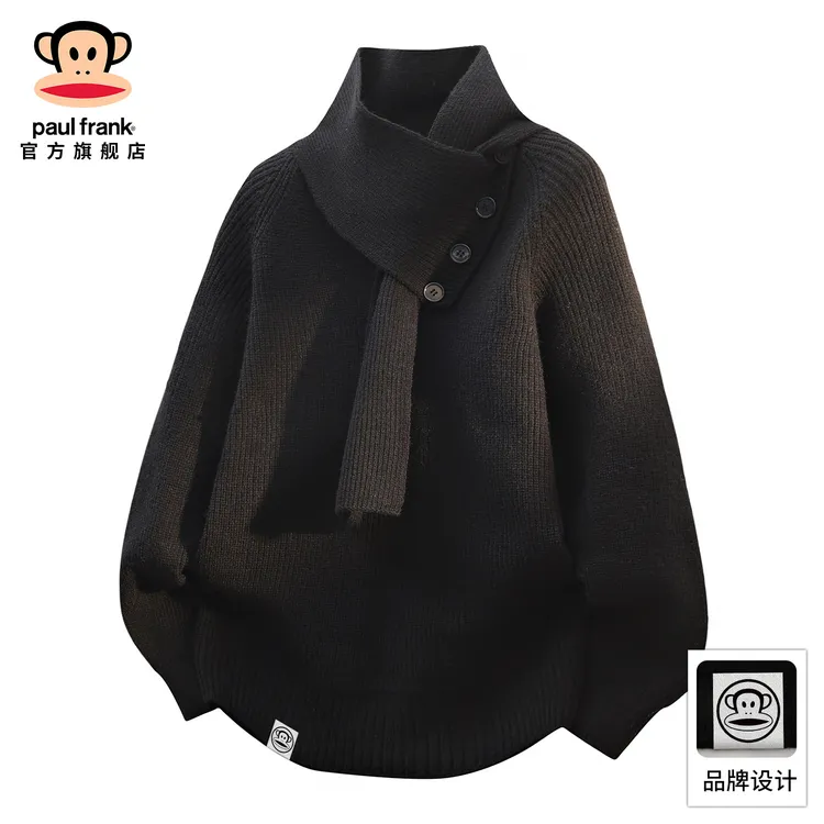 paul frank/大嘴猴潮流宽松高领毛衣男秋冬新款针织休闲保暖上衣