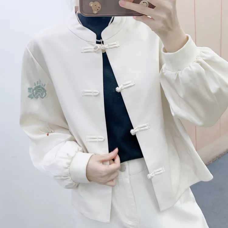 035简约休闲百搭国风刺绣短款上衣皮衣外套035/GP