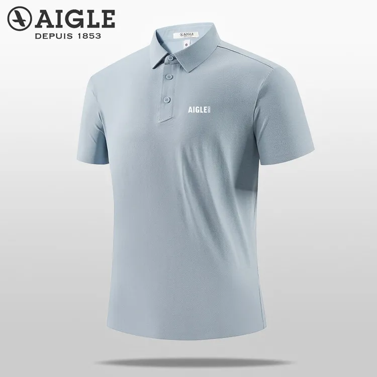 AIGLE/艾高夏季户外运动T恤短袖男速干休闲舒适透气翻领POIO衫男