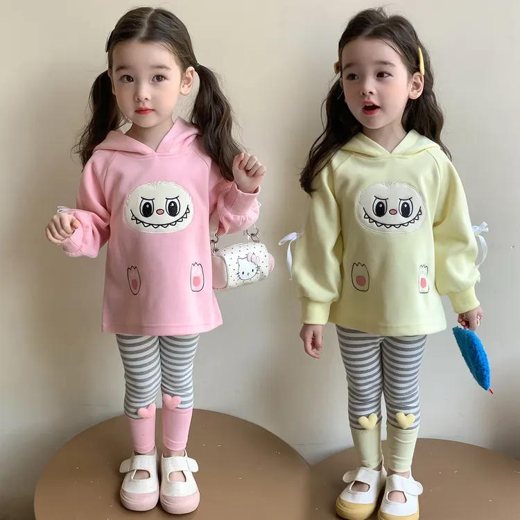 儿童卫衣套装春秋2025新款女童洋气时髦拉布布卡通可爱秋季两件套