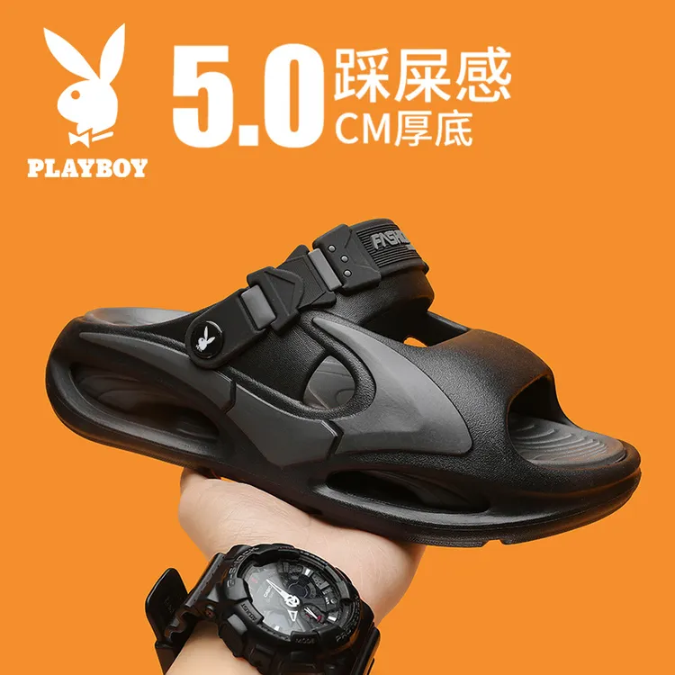 PLAYBOY/花花公子拖鞋男款夏季外穿防滑沙滩凉鞋踩屎感两穿一字拖