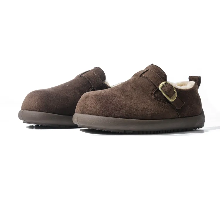 厚底加绒男士勃肯鞋2025秋冬新款加厚毛绒防滑软底休闲保暖棉鞋潮