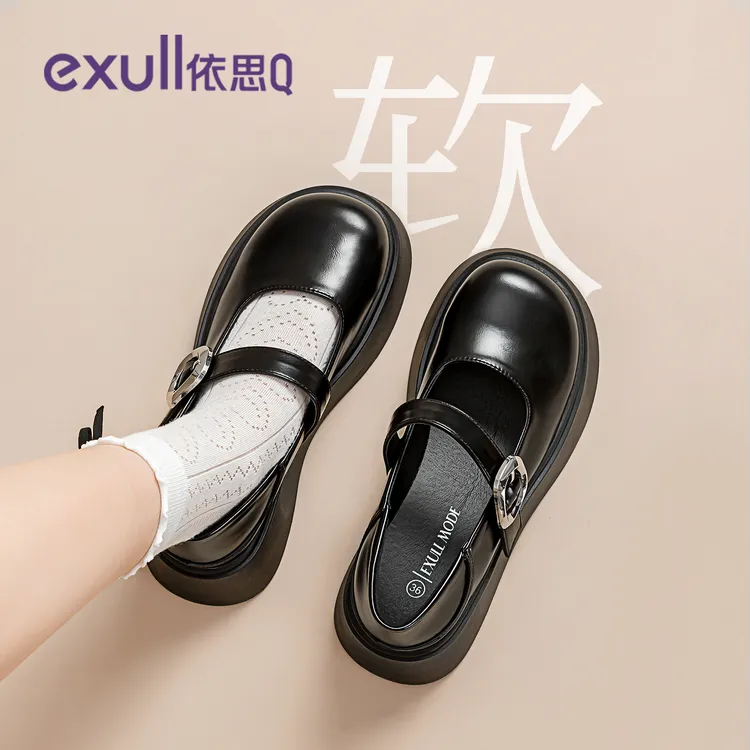 依思Q厚底玛丽珍鞋女2025新款爆款秋季松糕配裙子学院风jk小皮鞋