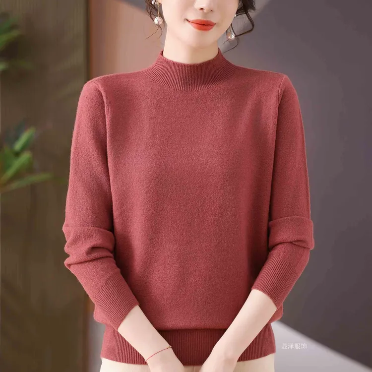 恒源祥彩羊妈妈装春秋季时尚百搭打底衫中年女士洋气针织小衫上衣