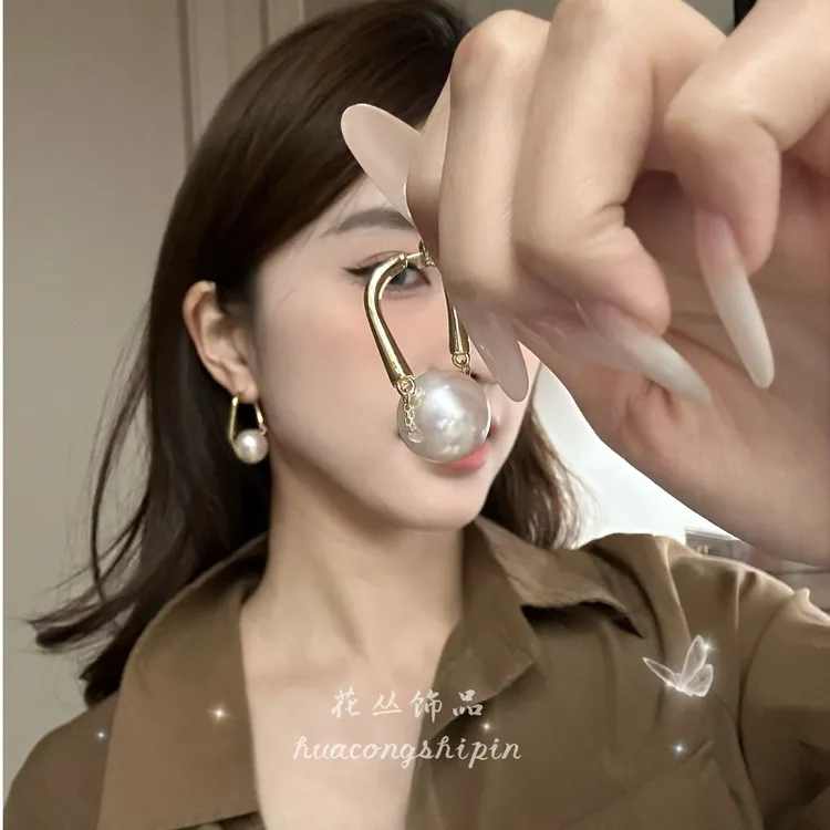 铜合金仿珍珠耳饰 【花丛】法式复古卫柔珠珠耳扣轻奢百搭