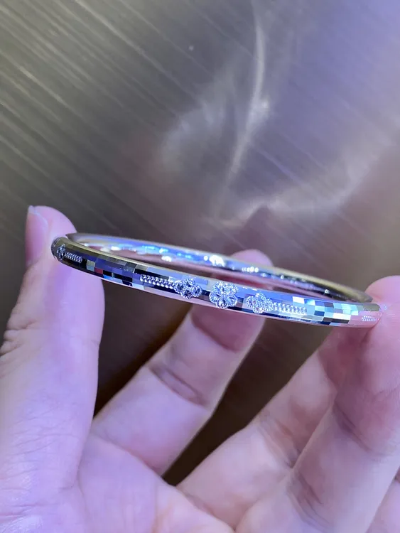 足银手镯 足银水立方樱花手镯 实心爆闪新款闭口