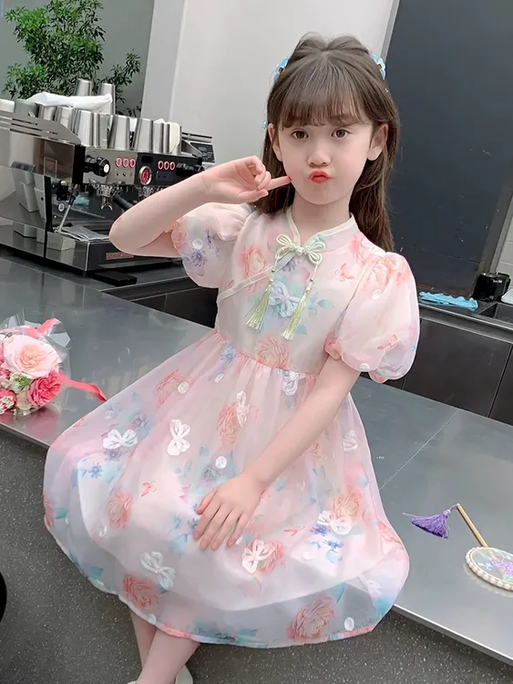 女童夏季连衣裙2025新款儿童夏款网红洋气公主裙夏装女孩时髦裙子