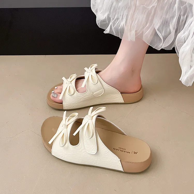 绝美蝴蝶结凉鞋女2025新款夏季外穿厚底不累脚防滑海边沙滩凉拖鞋