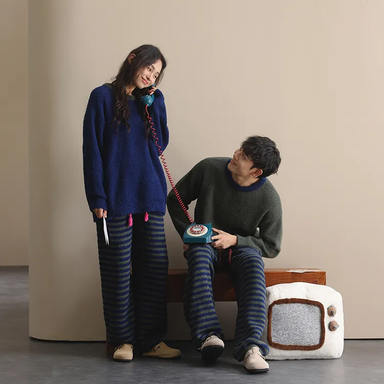 【半边绒】情侣睡衣男女秋冬珊瑚绒加厚保暖外出软绵绵家居服套装