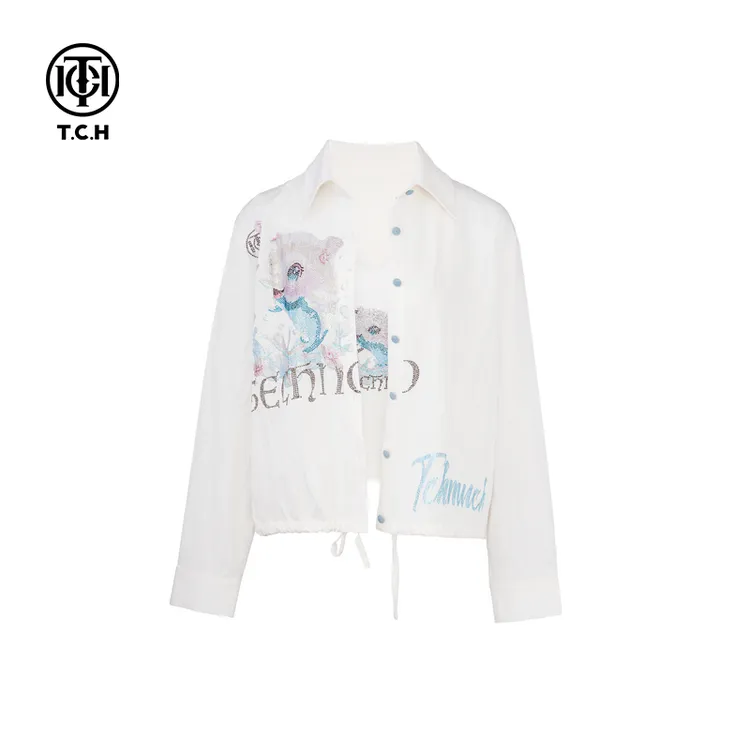 TCH服饰-潮牌25春夏新款休闲烫钻工艺衬衣（含吊带）T75A13E5007