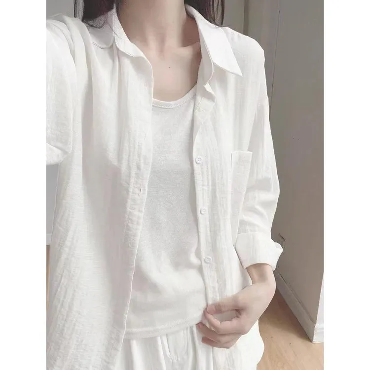 薄款2025新款日系温柔风小众白色轻薄防晒春秋女夏时尚宽松上衣