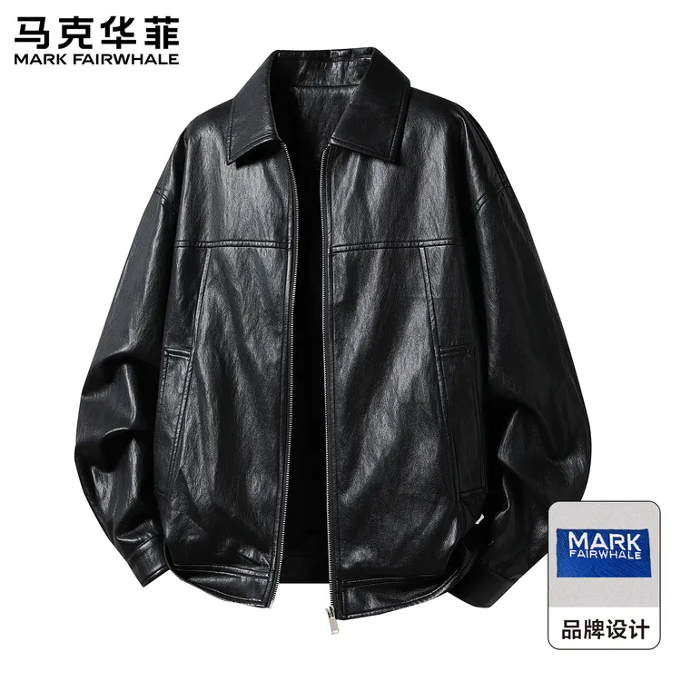 马克华菲新款男款皮夹克春秋季2025男士机车皮衣休闲外套高级感
