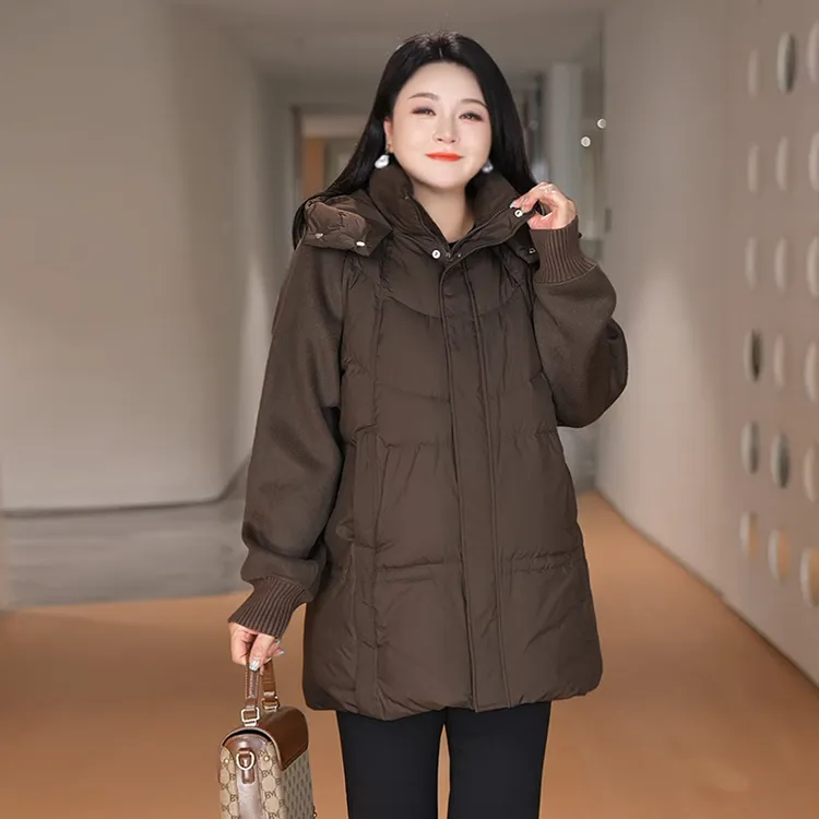 【90%白鸭绒】MsShe大码女装冬装双面呢保暖羽绒服外套J~M2510038