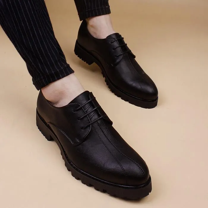 【专柜正品】春夏季新款韩版休闲皮鞋男潮商务鞋子发型师男鞋真厚底