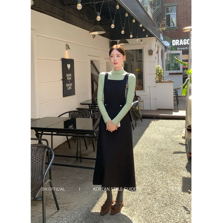 DH OFFICIAL 大花【仁川往事 dress】法式优雅叠穿显瘦背心连衣裙