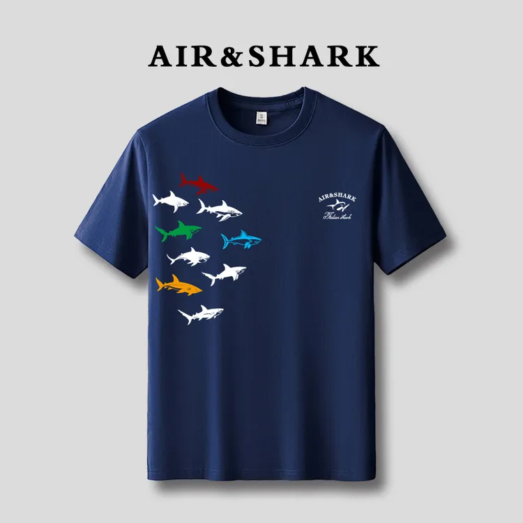 AIR SHARK鲨鱼100%纯棉短袖T恤夏季新款宽松圆领休闲百搭潮牌半袖