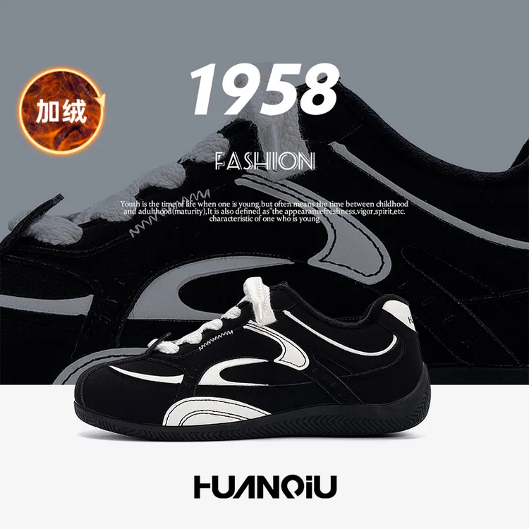 环球加绒德训鞋2025冬季新款百搭时尚通勤棉鞋户外防寒保暖赛车鞋