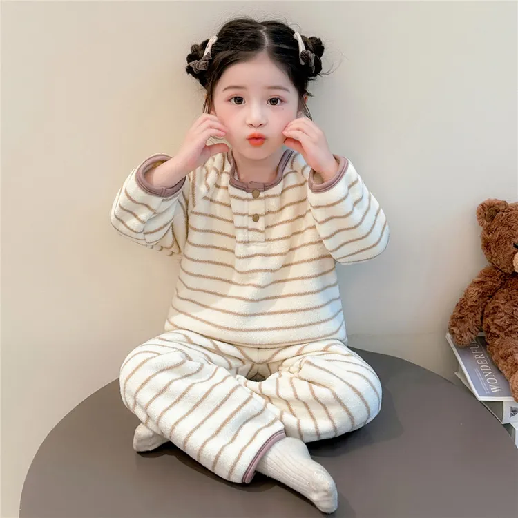 儿童睡衣珊瑚绒秋冬款加厚2025新款女孩宝宝法兰绒套装保暖家居服
