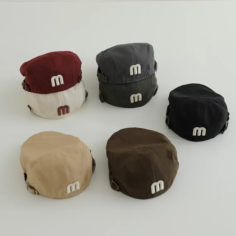 儿童前进帽春秋宝宝洋气字母M贝雷帽男女童休闲百搭幼儿1-3岁帽子