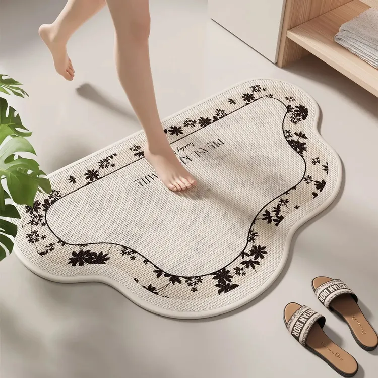 豪华高端云朵款亚麻耐用浴室防滑垫厕所门速干吸水卫生间地毯地垫