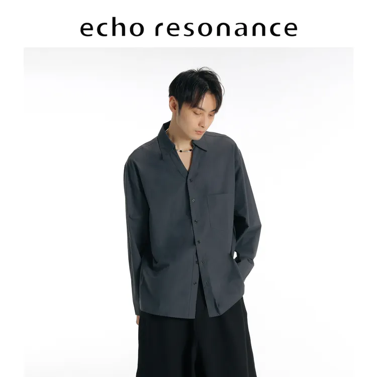echo丨“海鸥领”进口100%SM级31.9mm棉小众老钱风长袖衬衫宽松秋男