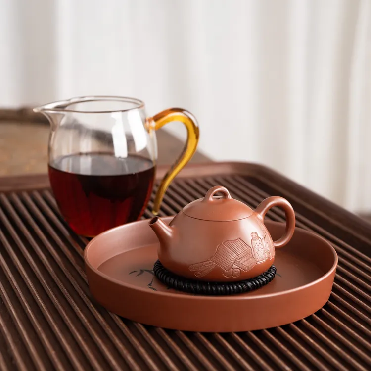 『小笼包清供』坭兴陶茶壶一人饮小壶球孔薄胎浮雕茶具100毫升12239