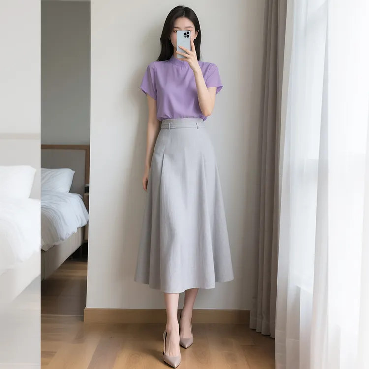 夏季新款女装时尚穿搭温柔系套装半身裙减龄漂亮气质韩版显瘦洋气