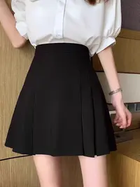 胖MM暑 28-A加厚毛呢大码百褶裙女2025年百搭高腰a字半身裙显瘦