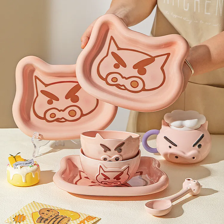 【摩登主妇&蜡笔小新】左卫门陶瓷碗盘家用儿童节礼物碗可爱餐具碗