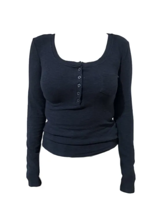 Amy家 微胖mm纯欲风亨利领长袖打底T恤女秋冬季修身显瘦辣妹上衣