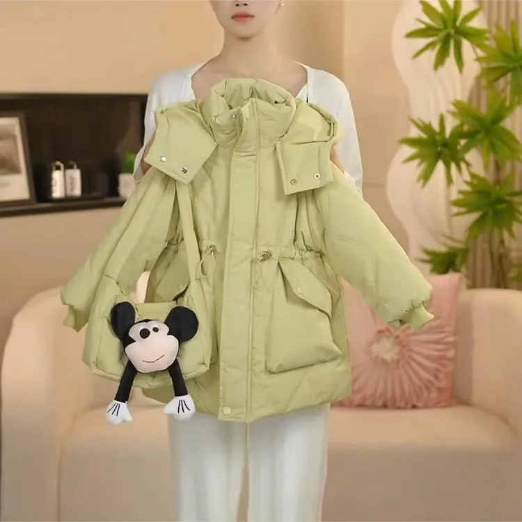 女童秋冬连帽外套送包米奇棉服中长款加厚冬季保暖洋气送包棉衣