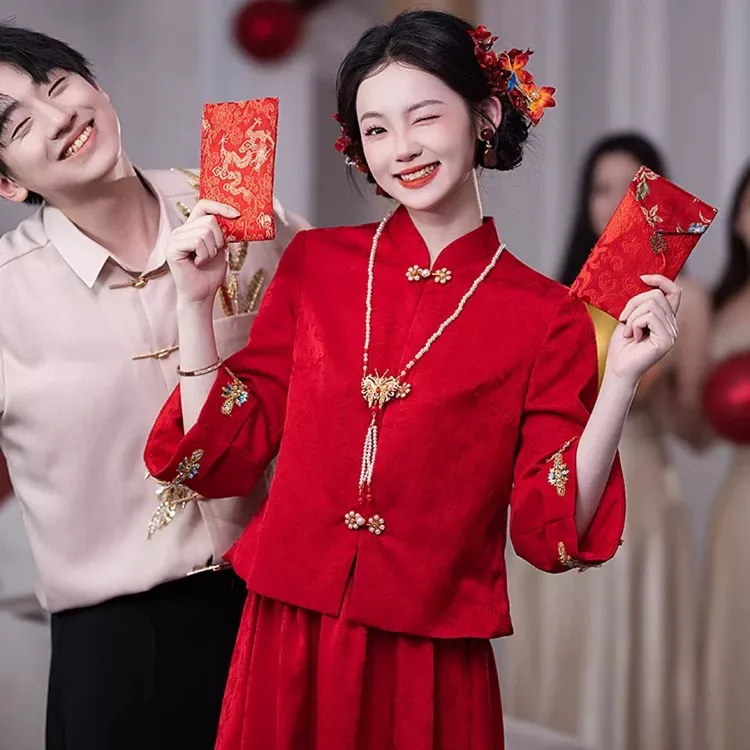 大码秀禾服新中式敬酒服女2025新款孕妇婚服新娘订婚结婚当天便装