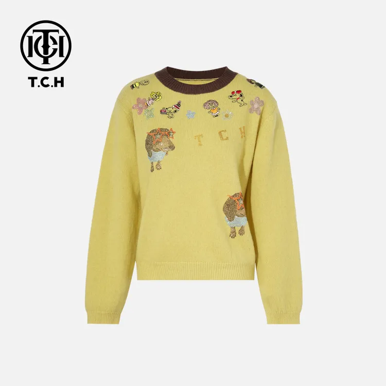 TCH私服烫钻工艺新时尚淑女百搭新潮流针织衫T75C09E1117轻奢tch