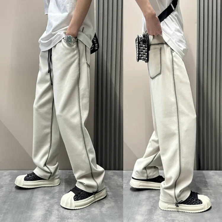 秋冬设计感复古宽松直筒卫裤男美式高级感痞帅休闲阔腿拖地脏脏裤