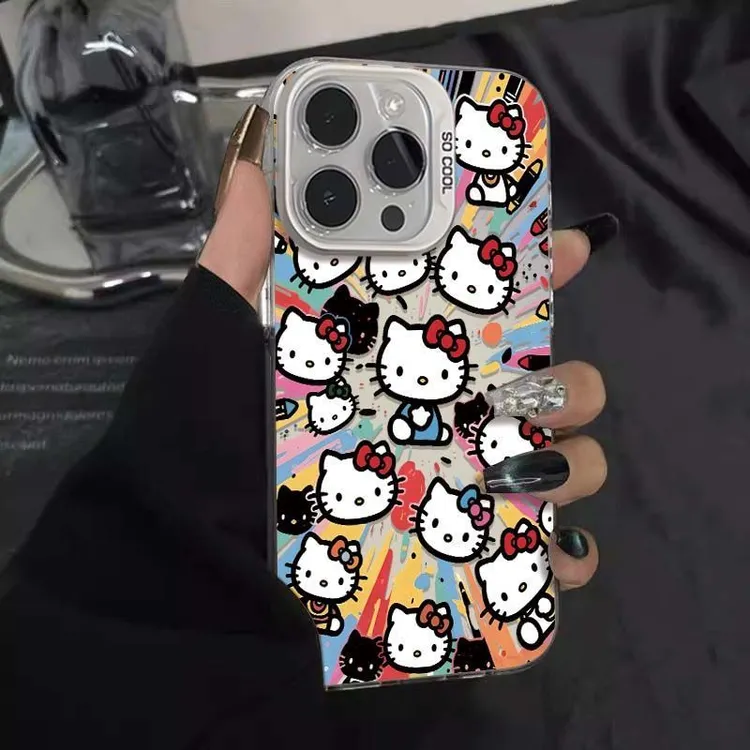 涂鸦凯蒂猫适用苹果17pro手机壳卡通简约iPhone16promax保护壳17p