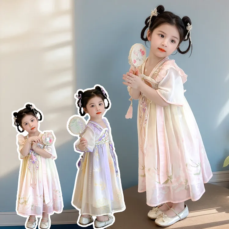 儿童新中式夏装女童中国风夏季汉服连衣裙2025新款女孩唐装小裙子
