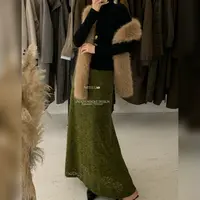 withu@5137 韩系时尚拼接蕾丝加绒半身裙（裙长92） 11-14