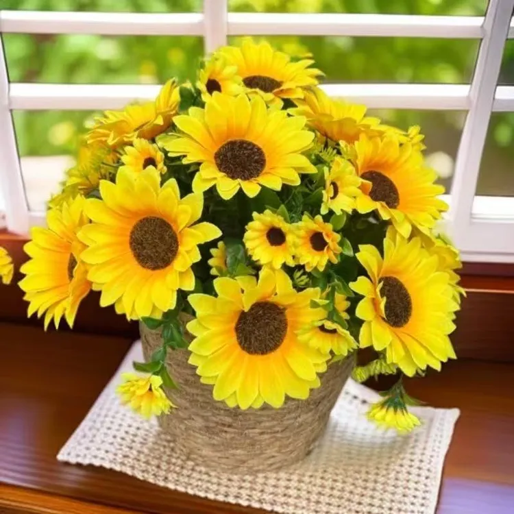 向日葵仿真花清仓花束客厅家居装饰塑料绢花小摆件假花室内批发
