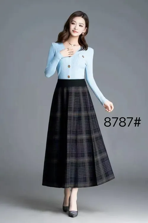 时尚半身裙2025年秋冬季新款遮肉高档格子加厚冬裙A字大摆裙百搭