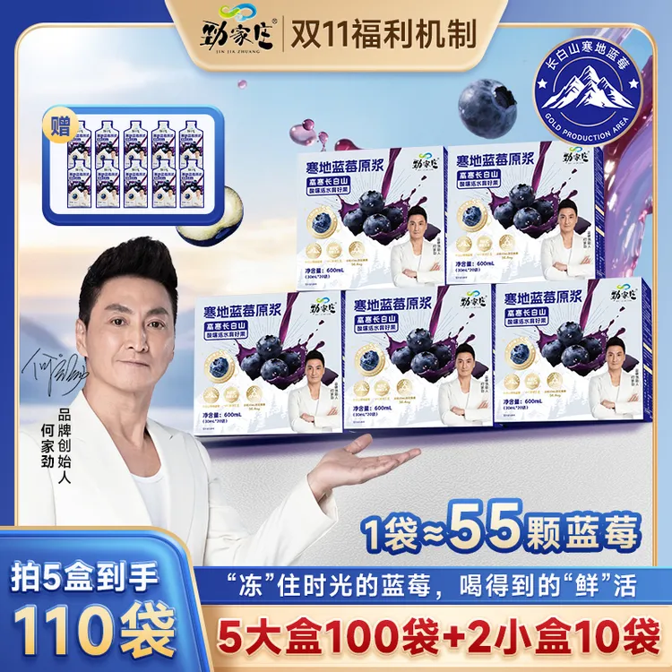 【双十一好物】劲家庄长白山高寒蓝莓原浆NFC鲜榨花青素喝出鲜活