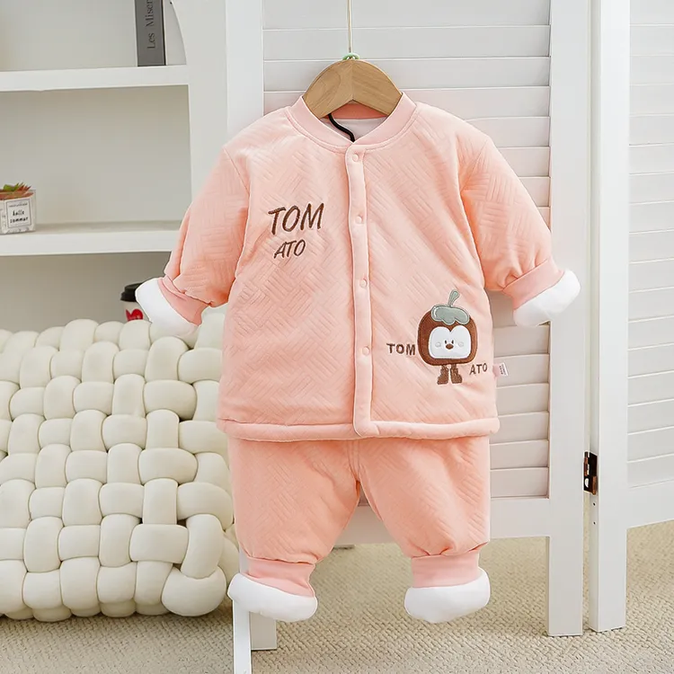 女宝宝冬季套装男宝秋冬款套装150克夹棉宝宝冬季棉服新款时尚