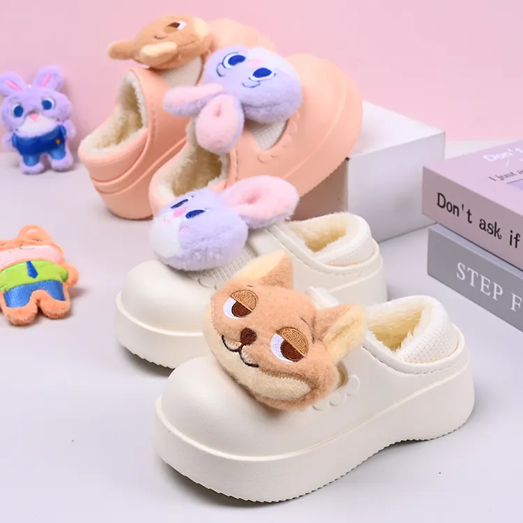 疯狂动物城秋冬棉鞋居家厚底防滑棉拖鞋冬季卡通风女童包头款拖鞋