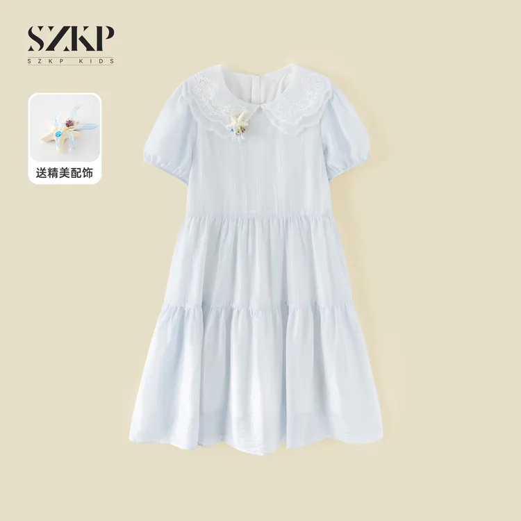 SZKP夏季新款女童装宽松连衣裙中大童时尚洋气儿童纱裙YNQX551737